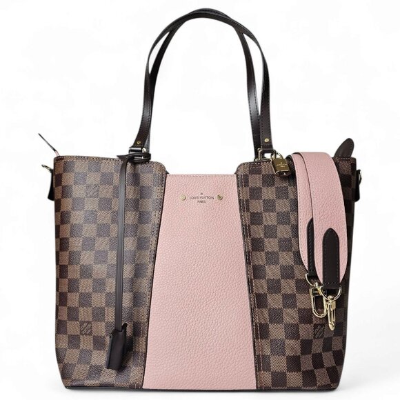 Louis Vuitton Handbags - LOUIS VUITTON Damier Ebene Jersey Tote in Magnolia Shoulder Monogram Pink 2 Way